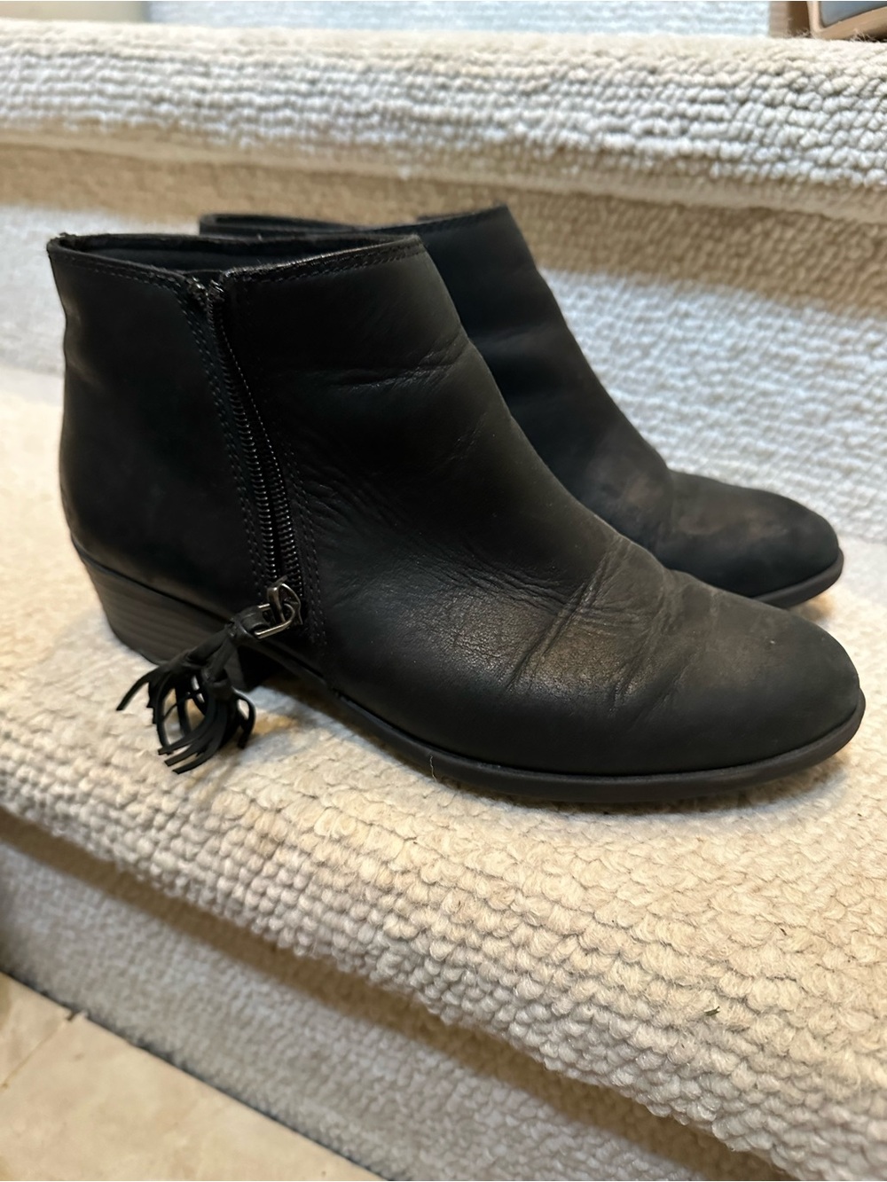 Collection B Black Leather Ankle Booties with Side Zip - Picture 4 of 4